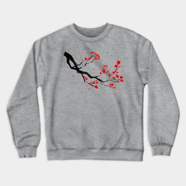 cherry blossom tree branch Crewneck Sweatshirt by Mako Design 